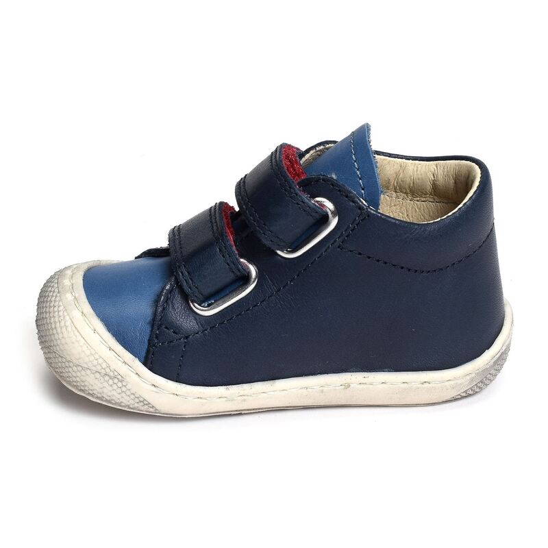 COCOON VELCRO BOY CLASSIC Marine Rouge, Chaussures à Scratch Naturino