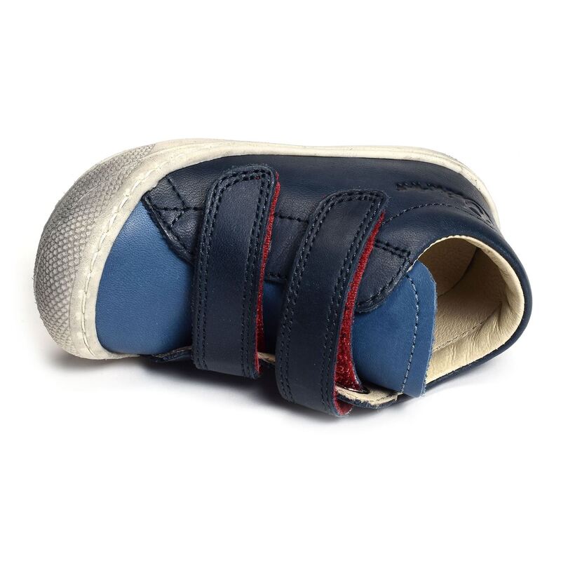 COCOON VELCRO BOY CLASSIC Marine Rouge, Chaussures à Scratch Naturino