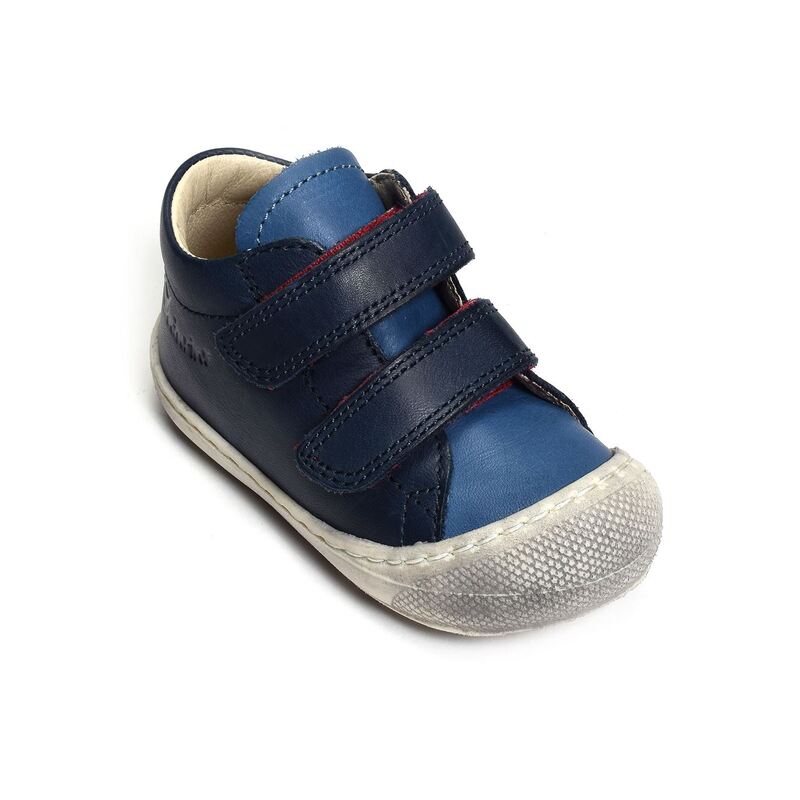 COCOON VELCRO BOY CLASSIC Marine Rouge, Chaussures à Scratch Naturino