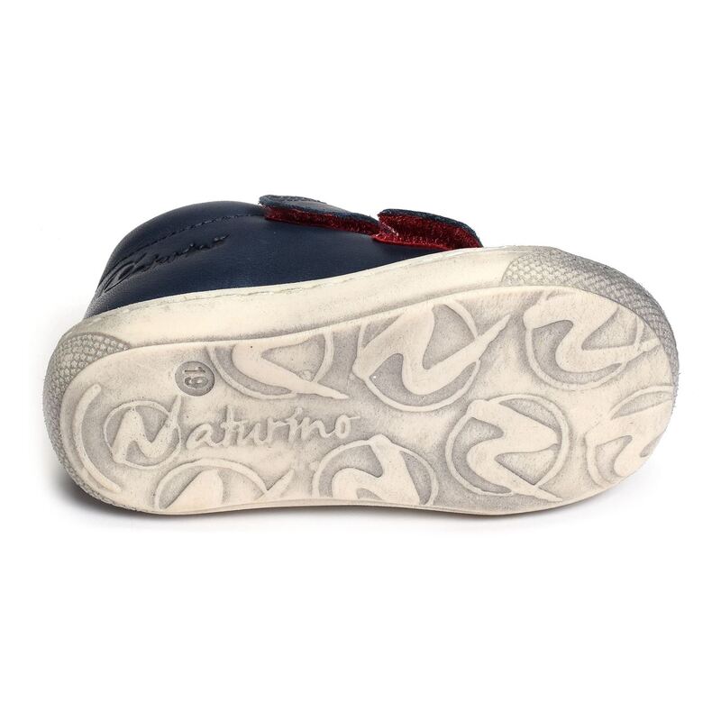 COCOON VELCRO BOY CLASSIC Marine Rouge, Chaussures à Scratch Naturino