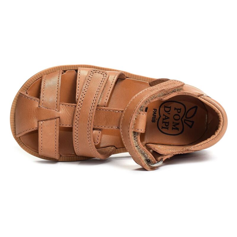 POPPY BOY STRAP Camel, Sandales plates & Nu-Pieds Pom d'Api