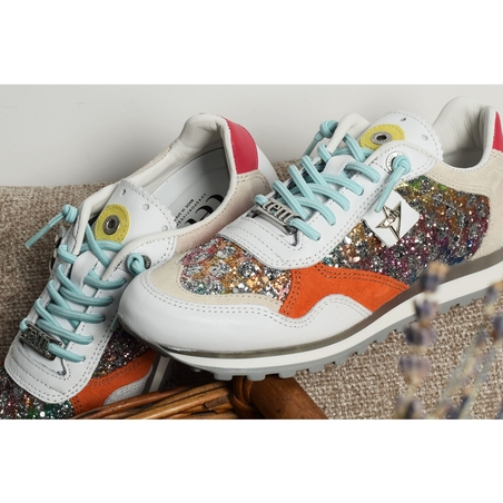 C848 W Blanc Multicolore, Baskets running Cetti