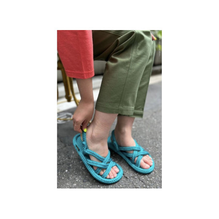 BODRUM SANDALS Turquoise, Sandales plates Bohonomad