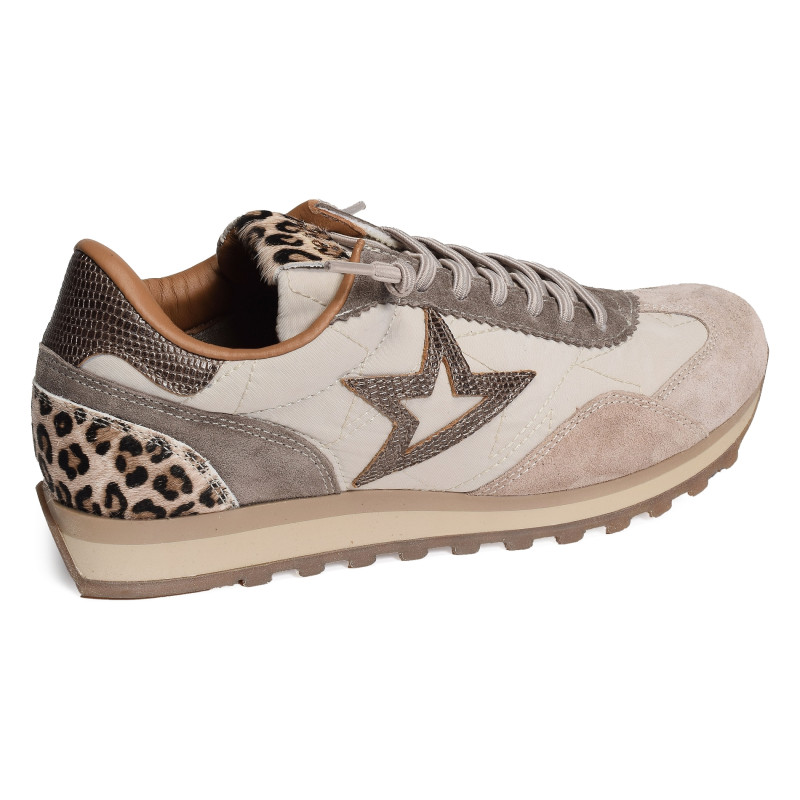 C1259 W Beige Léopard, Baskets running Cetti