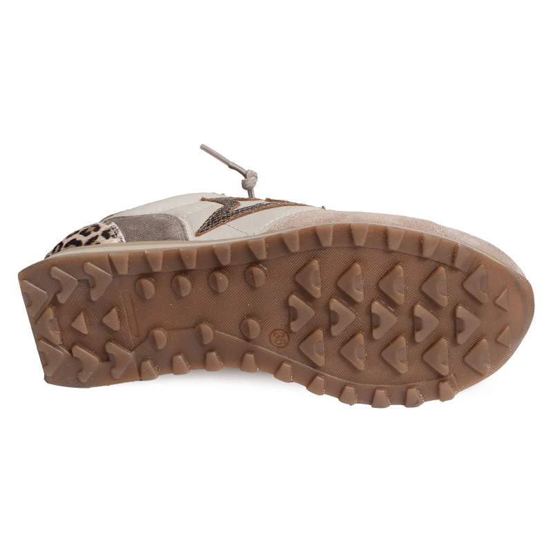 C1259 W Beige Léopard, Baskets running Cetti