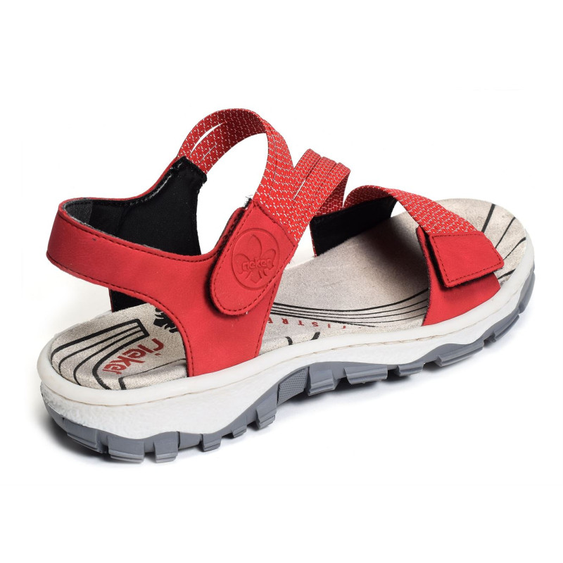 68871 Rouge, Sandales plates Rieker