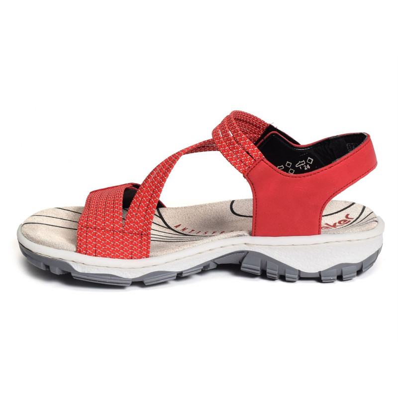 68871 Rouge, Sandales plates Rieker