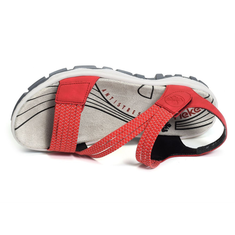 68871 Rouge, Sandales plates Rieker