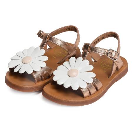 PLAGETTE BIG FLO Cuivre, Sandales plates & Nu-Pieds Pom d'Api