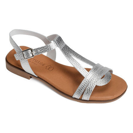 3082 Argent, Sandales plates Eva Frutos