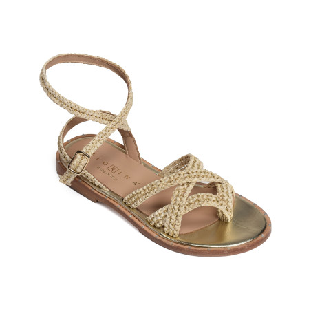 712 Beige, Sandales plates Fiorina