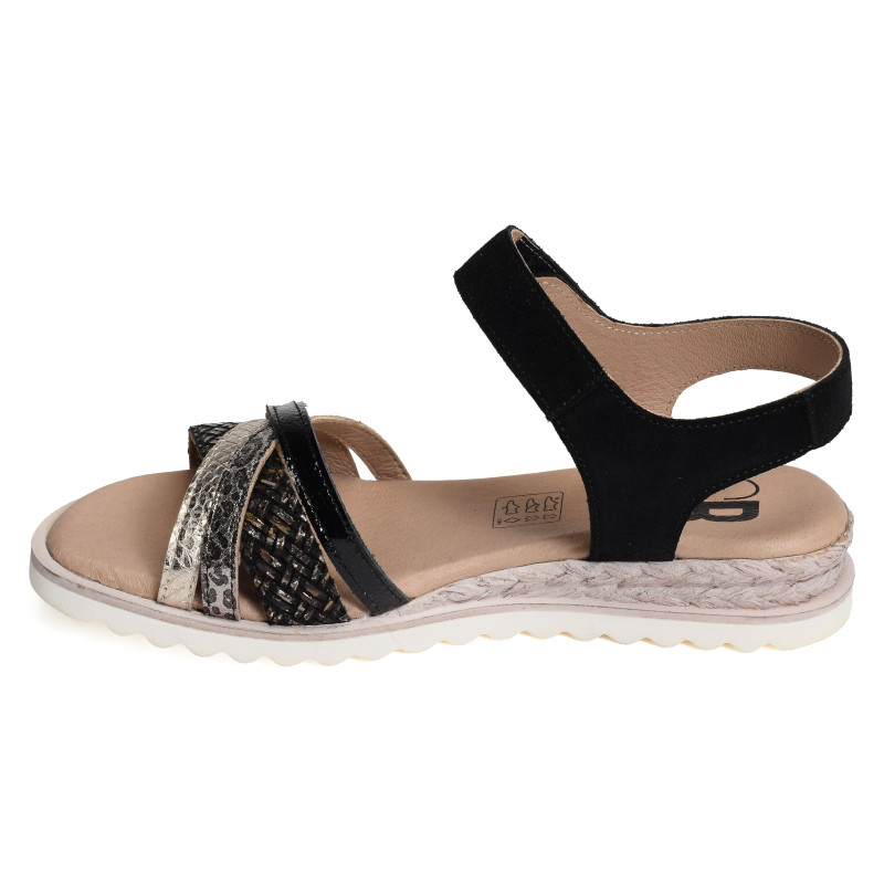 XIABI Noir, Sandales plates Geo Reino