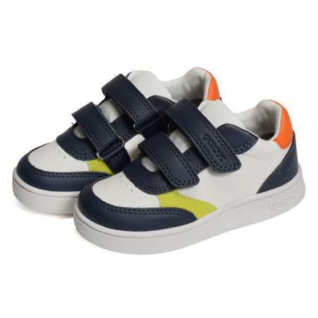 B ECLYPER A BOY Marine Blanc, Chaussures à Scratch Geox
