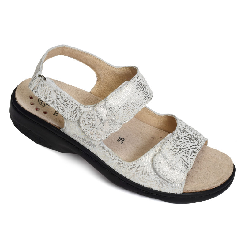GETHA Blanc Or, Sandales plates Mephisto