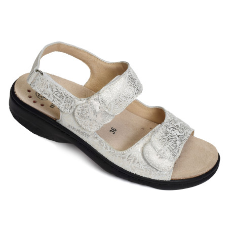 GETHA Blanc Or, Sandales plates Mephisto