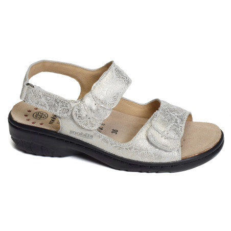 GETHA Blanc Or, Sandales plates Mephisto