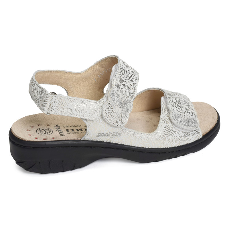 GETHA Blanc Or, Sandales plates Mephisto