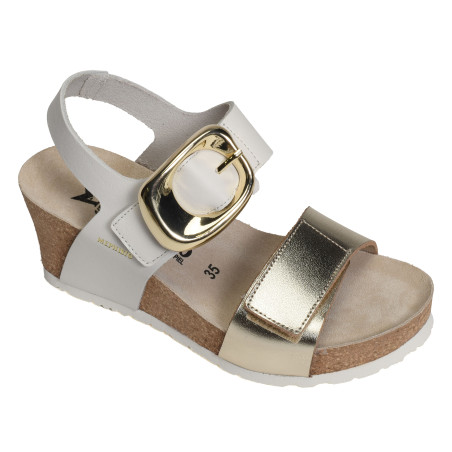 LEANDRE Blanc Or, Sandales compensées Mephisto