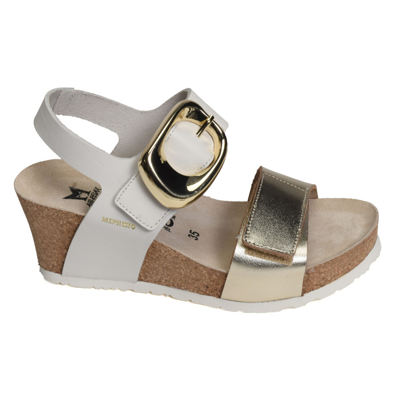 LEANDRE Blanc Or, Sandales compensées Mephisto