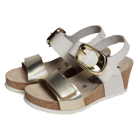LEANDRE Blanc Or, Sandales compensées Mephisto