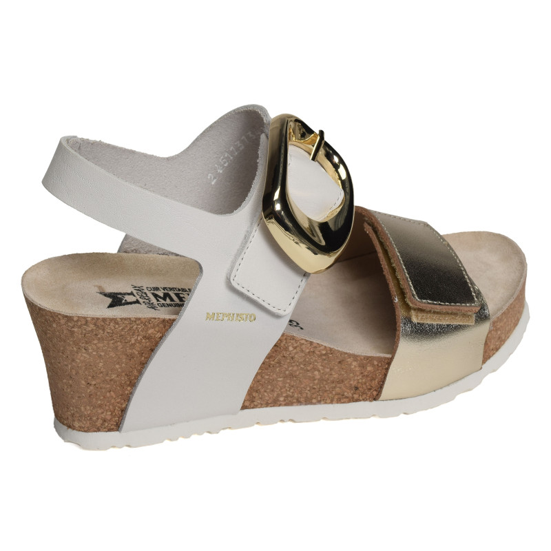 LEANDRE Blanc Or, Sandales compensées Mephisto