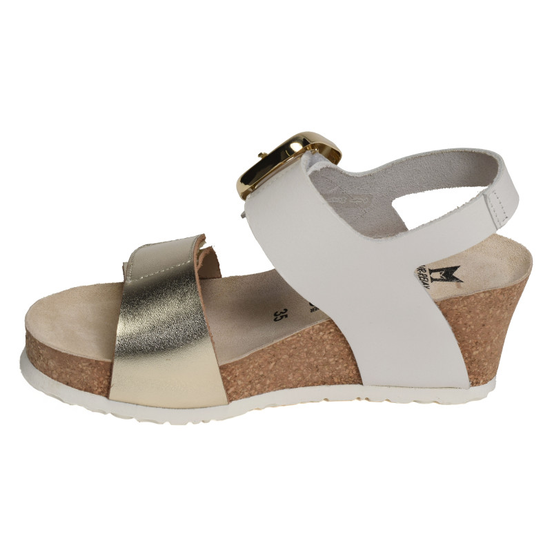 LEANDRE Blanc Or, Sandales compensées Mephisto