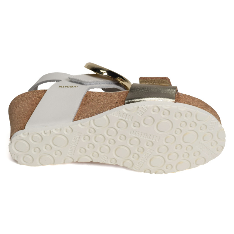 LEANDRE Blanc Or, Sandales compensées Mephisto