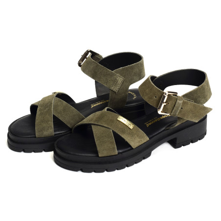 TIHASUED Kaki, Nu-Pieds à talon Les Tropéziennes
