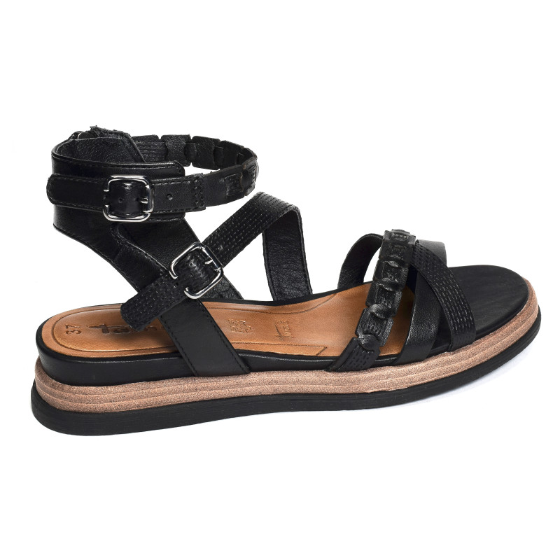 28210 Noir, Sandales plates Tamaris