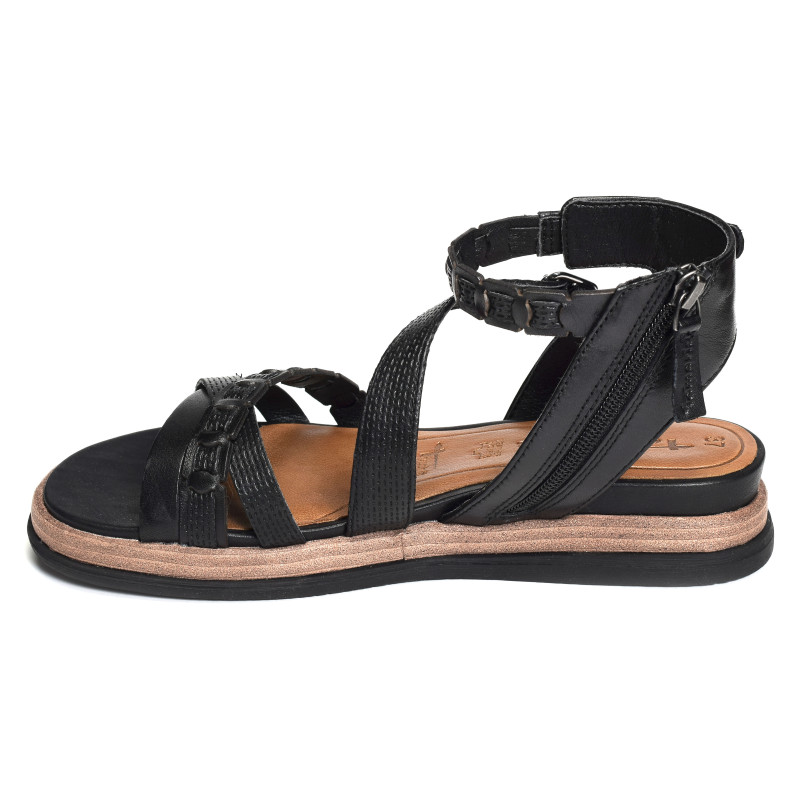 28210 Noir, Sandales plates Tamaris