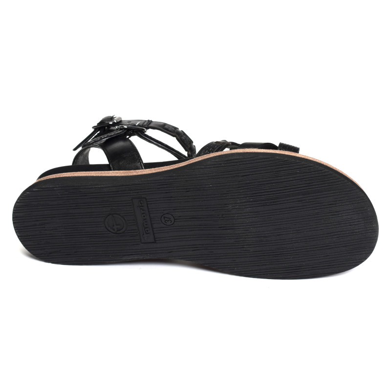 28210 Noir, Sandales plates Tamaris