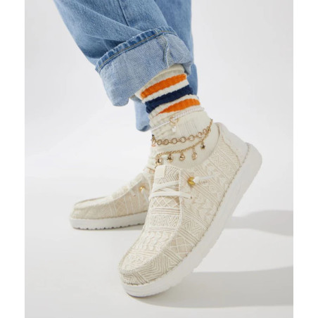 WENDY CROCHET LACE Blanc Or, Slip-On HeyDude