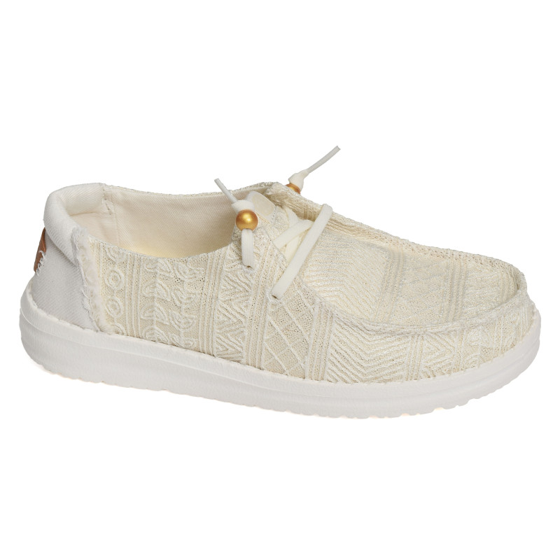 WENDY CROCHET LACE Blanc Or, Slip-On HeyDude