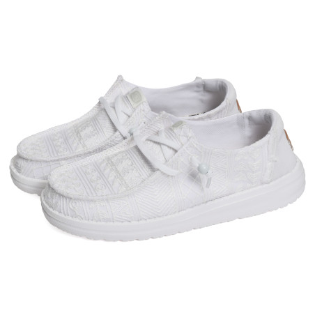 WENDY CROCHET LACE Blanc, Slip-On HeyDude
