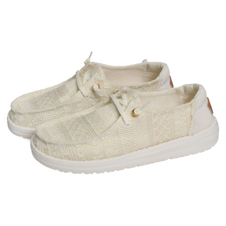 WENDY CROCHET LACE Blanc Or, Slip-On HeyDude
