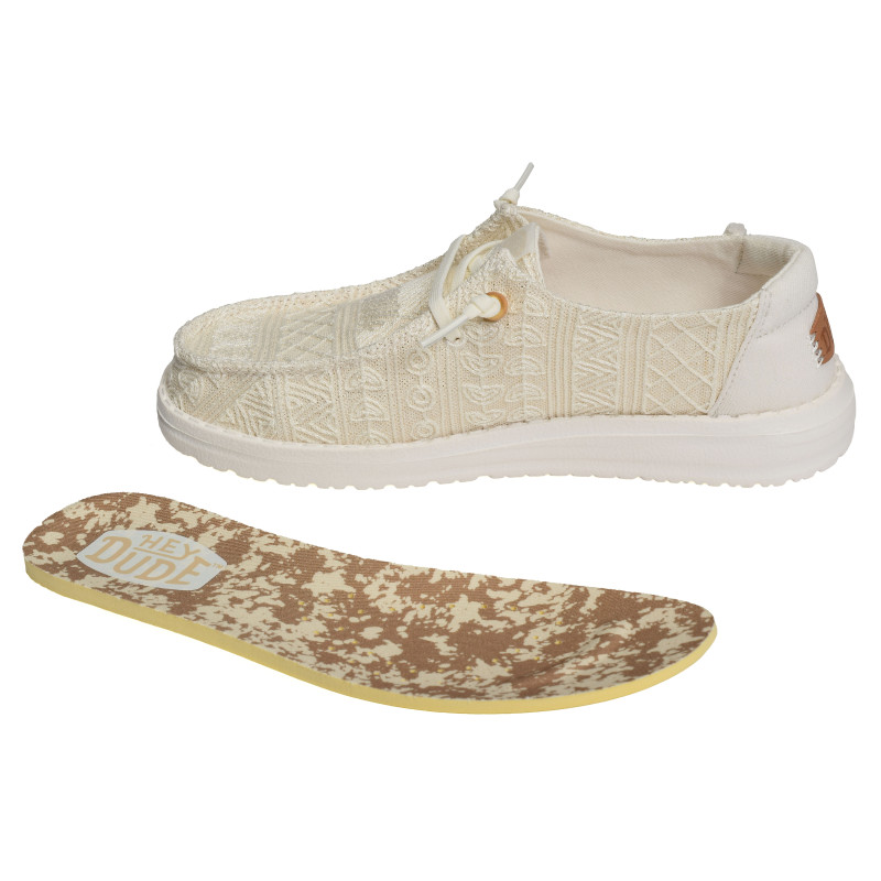 WENDY CROCHET LACE Blanc Or, Slip-On HeyDude