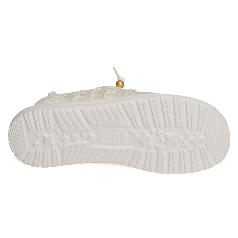 WENDY CROCHET LACE Blanc Or, Slip-On HeyDude