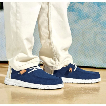 WALLY SUMMER LINEN Marine, Slip-On HeyDude