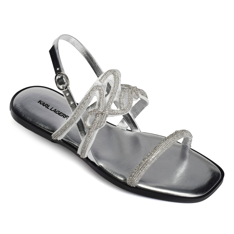 OLYMPIA Argent, Sandales plates Karl Lagerfeld