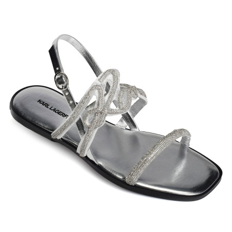 OLYMPIA Argent, Sandales plates Karl Lagerfeld