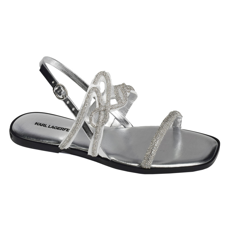 OLYMPIA Argent, Sandales plates Karl Lagerfeld