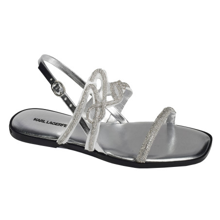 OLYMPIA Argent, Sandales plates Karl Lagerfeld