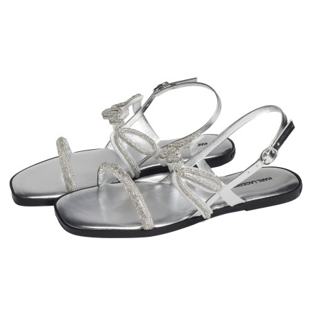 OLYMPIA Argent, Sandales plates Karl Lagerfeld