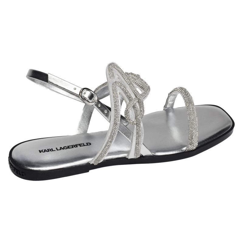 OLYMPIA Argent, Sandales plates Karl Lagerfeld
