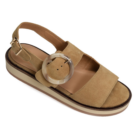 SIGUI SANDALE Tan, Sandales plates Schmoove