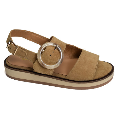 SIGUI SANDALE Tan, Sandales plates Schmoove