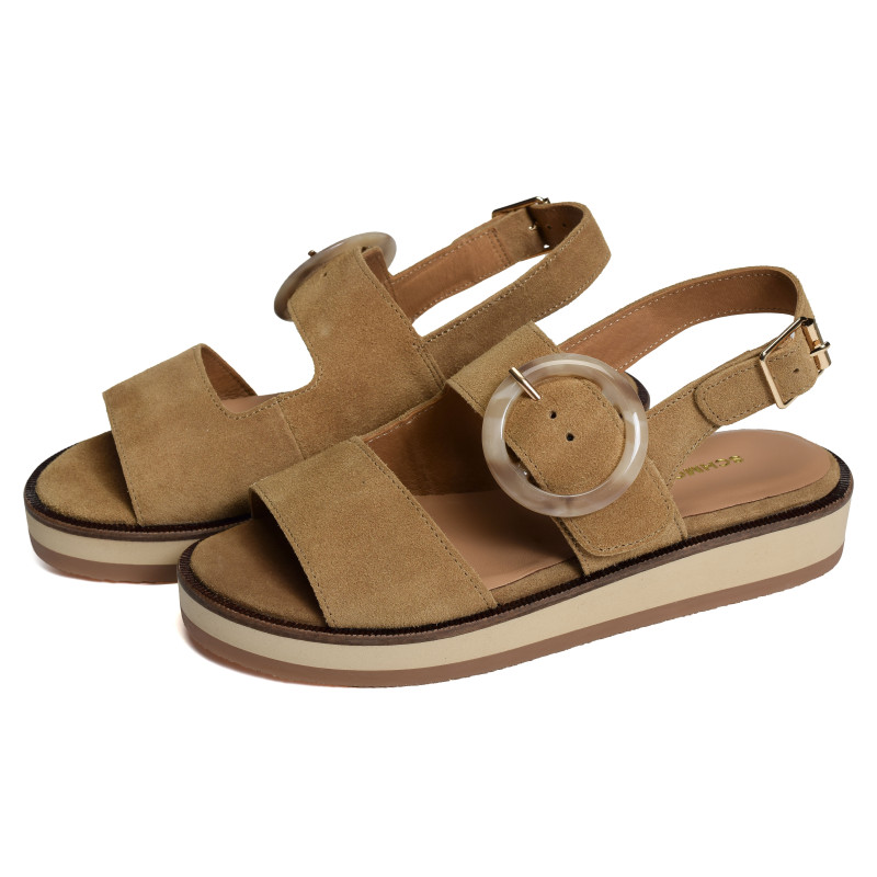 SIGUI SANDALE Tan, Sandales plates Schmoove