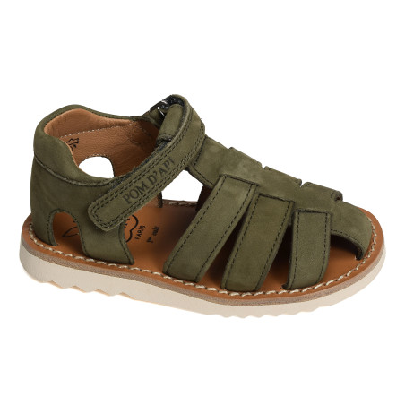 WAFF PAPY Kaki, Sandales plates & Nu-Pieds Pom d'Api