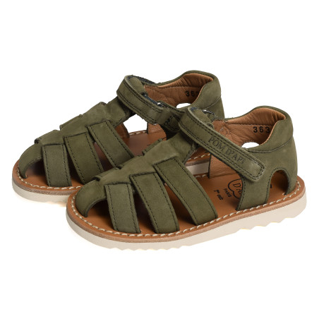 WAFF PAPY Kaki, Sandales plates & Nu-Pieds Pom d'Api