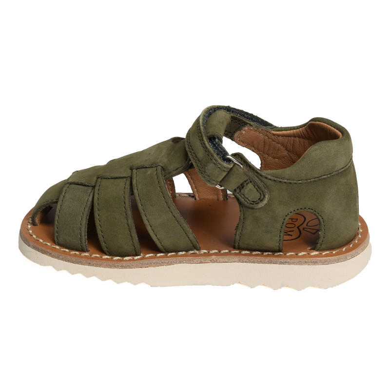 WAFF PAPY Kaki, Sandales plates & Nu-Pieds Pom d'Api